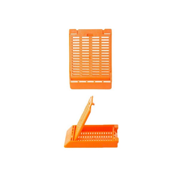 Hinged Tissue Cassette, orange